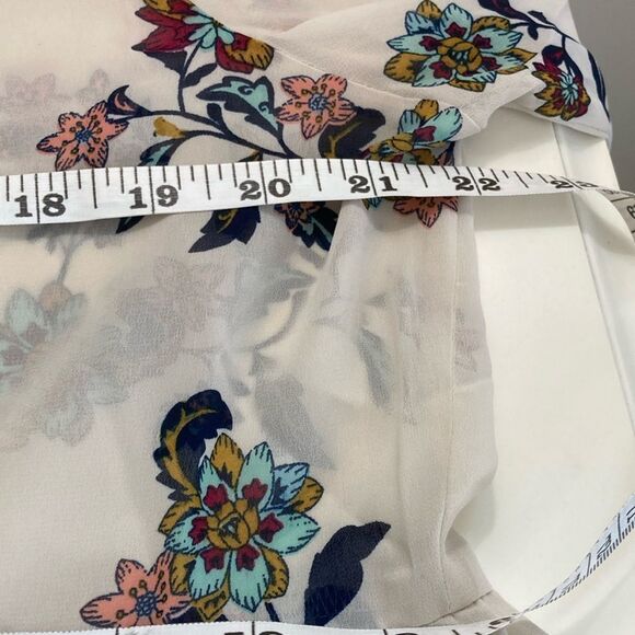 RED CAMEL XL Beautiful Side Slit Sheer Floral Shacket Blouse Rollup sleeve Top - Picture 5 of 11